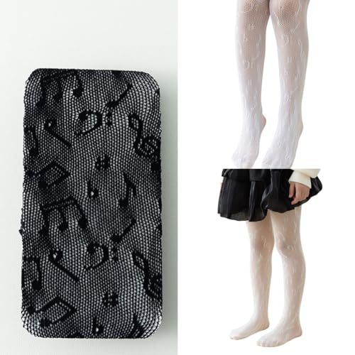 School Uniform Hollowed Leggings for Toddler Nonslip Elastic Pantyhose Tights Notes Pattern Leggings2