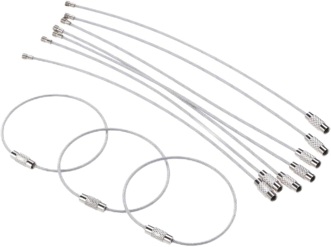 Amazon.com: WESIEVYA 10pcs Strong Wire Rope Key Ring Stainless Steel ...