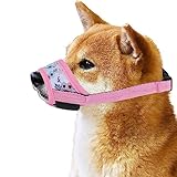 Bozal para Perros, Cómodo Bozal Suave Ajustable Bozal para Perros Pequeños Morder Bebible Transpirable Bozal para Mascotas para Perros Pequeños Medianos Grandes (Pequeño, Rosa)