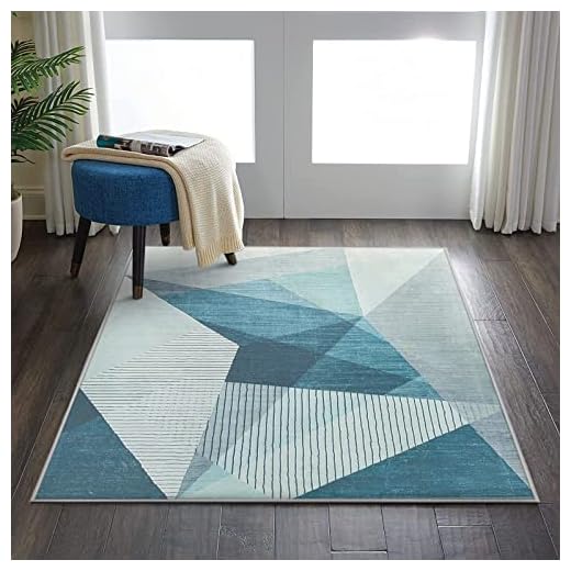 ASIinnsy Tapis à Motif Géométrique Salon Bleu Gris Moderne Abstrait Antidérapant à Poils Courts Doux Chambre Poil Ras (Bleu Gris, 80 x 120 cm)