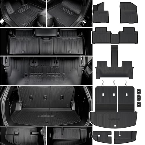 JOULARISE Floor Mats Set for 2026 Hyundai Palisade Gas 7&8 Seats (Not Fit Hybrid) All Weather TPE Cargo Liner Backrest Mats Trunk Lower Mat Accessories