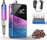 Lumcrissy - Taladro de uñas profesional, lima recargable para uñas de gel acrílico con juego de brocas de cerámica y bandas de lijado para salón de manicura y uso doméstico