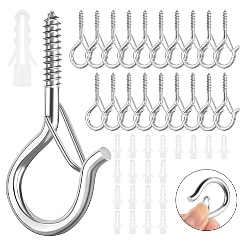 Ganchos Atornillables 20 piezas M5 Ganchos de Tornillo Acero Inoxidable Hembrillas Cerradas Pernos de Ojo de Tornillo para Colgar Tazas, Macetas, Luces