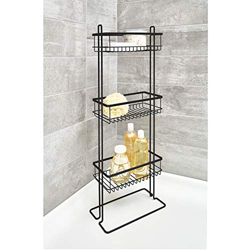 Idesign Everett Metal Standing Shower Caddy, 3-Tier Bath Shelf Baskets For Towels, Soap, Shampoo, Lotion, Accessories, 12.36" X 6.88" X 32.11", Matte Black #TOP1