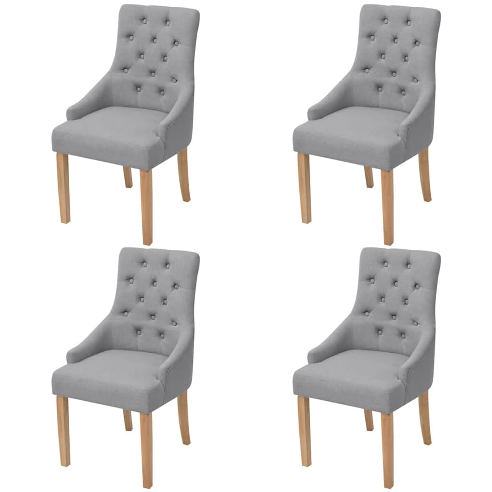 Krzesła do jadalni 4 szt. z podłokietnikami – jasnoszare, tapicerka materiałowa (100% poliester) i nogi z drewna dębowego, 52 x 60 x 95,5 cm, do jadalni i salonu
