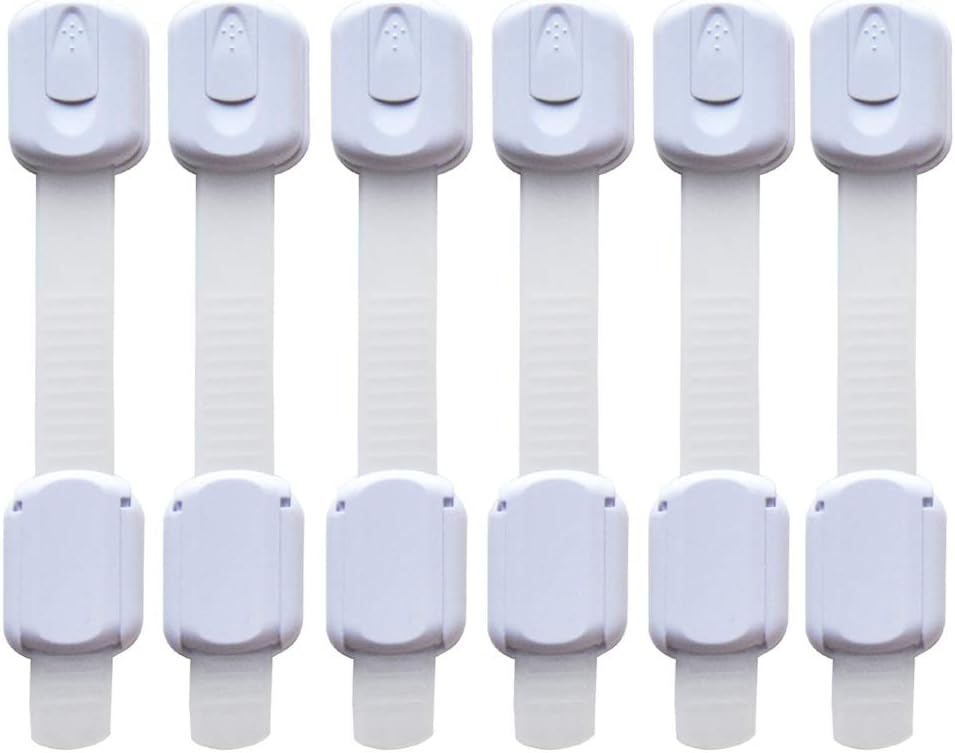 Frdzsw Baby Child Safety Cupboard Locks, Easy Install Child Safety Locks,Door Strap Locks Baby Proof Your Cabinets with No Trapped Fingers, for Door, Drawer, Closet, Refrigerator, Trash, 6 Pack