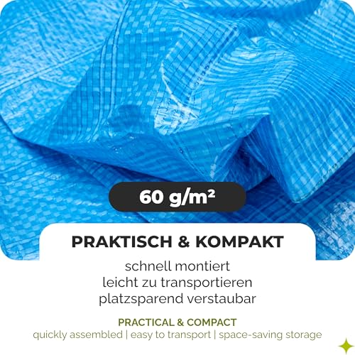 Lona impermeable con ojales ligera y flexible Garronda de 6x10 m azul lavable GD-0162 3