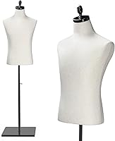 Vista 9 de VINGLI Torso de maniquí masculino con soporte de madera/metal, altura ajustable, cuerpo de vestido masculino para exhibición y costura de ropa