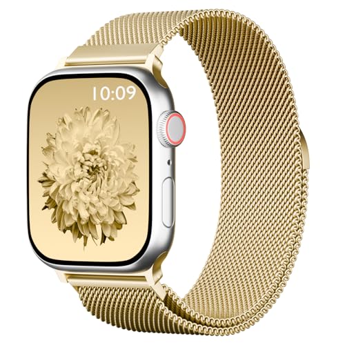 Image of Magnetic Mesh Metal Compatible with Apple Watch Band 49mm 46mm 45mm 44mm 42mm 41mm 40mm 38mm Men and Women, Stainless Steel Loop Clasp Replacement for iWatch Bands Ultra Series 10 9 8 7 SE 6 5 4 3 2 1