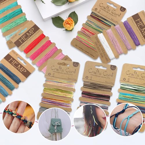 Cordón de cáñamo multicolor de 1 mm para accesorios de artesanía 8