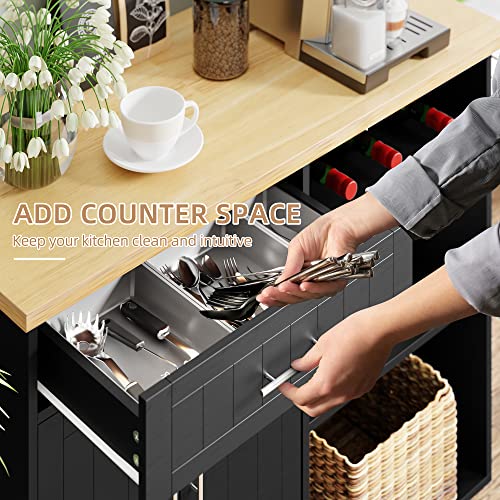 image for Shintenchi Kitchen Island Cart with Storage,Rolling Kitchen Island Sid
