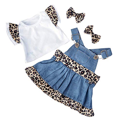 Denim & Léopard Imprimé haut robe & oreille noeuds / teddy habit d'ours pour fabriquez votre ours Cover