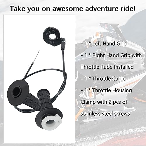 Image of Mini Bike Throttle Cable Kit with 7 /8 inch 22mm Dirt Bike Grips,Twist Throttle Compatible with Falcon 200 Mini Bike Motovox MBX10 MBX11 MBX12 Mini Bike Coleman CT200U CT200U-EX BT200X Mini Bike