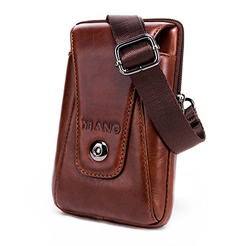 Sac banane en cuir marron rétro pour homme - Modèle multifonctionnel 8009