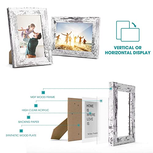 Twing 4 X 6 Rustic Picture Frames Set Of 6, Farmehouse Photo Frame Collage For Wall Decor Mounting Or Tabletop Display Distressed White #TOP5
