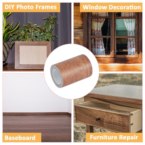 Image of Wood Grain Tapes 3inchx15feet Durable Multi-Use Adhesive Patch Self Adhesive Wood Grain Repair Patch Wood Colored Stickers Brown Upholstery Wood Duct Tape for Doors Floor Furniture