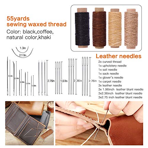 BUTUZE 489Pcs Leather Working Tools Kit with Instructions,Leather Sewing Tools Kit Leather Working Supplies with Craft Stamping Tools,Gift for Hand Sewing DIY Leathercraft Carving