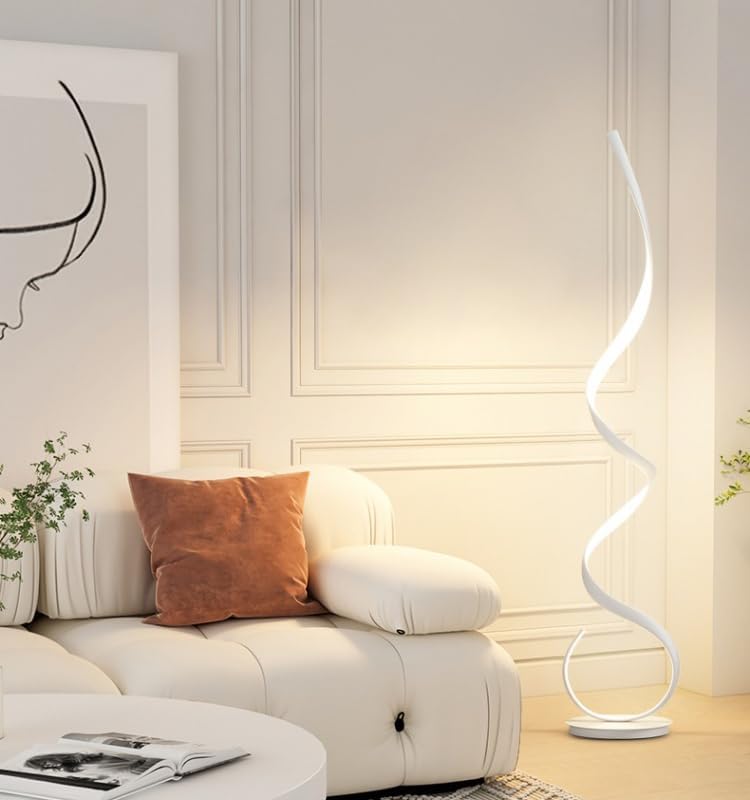 モダンなスパイラルフロアランプ、リモコンとフットスイッチ付きのLED