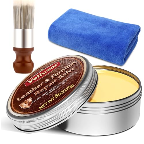 Velluxor Furniture Salve for Leather (8oz), Polisher, Moisturizer and Restorer for Couches and...