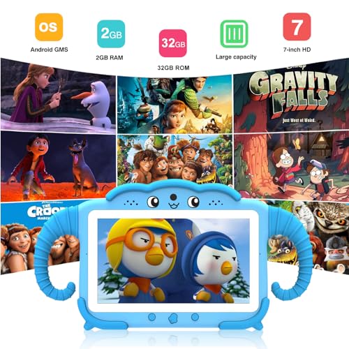 Image of Tablet for Kids 7IN Kids Tablet for Toddlers 32GB Toddler Tablet for Children Android Kids Learning Tablet with Educational Game, HD IPS Screen, GMS Certificate with Parent Controls Best Gift (Blue)