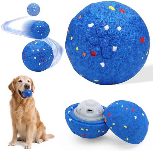 Smart Interactive Dog Ball Self-Rolling, Bouncing & Vibrating Puppy Toy for Small/Medium Dogs, Automatic Motion Engages Play, Reduces Anxiety & Boredom (Chew-Proof Design), Blue