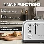 Toaster 4 Slice, Dual Independent Controls, Extra Wide Slot Toasters for Bagel, Bread, Waffles, 7 Shade Settings, 4 Main Functions, Removable Crumb Tray, 1500 Watts, Brushed Stainless Steel - Image 5