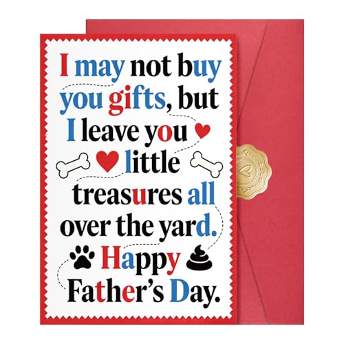 JWSCYSY Cute Dog Dad Fathers Day Card, Funny Father's Day Card Gift from Dog, Gifts for Men Husband, 5.3x8 Folded with Envelope & Sticker Happy Fathers Day Decorations.