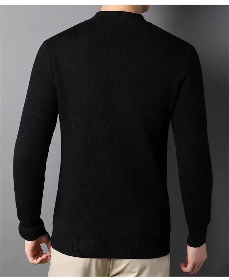 Men's Knit Long Sleeved Sweater Half High Collar Casual Knitwear Pullovers4