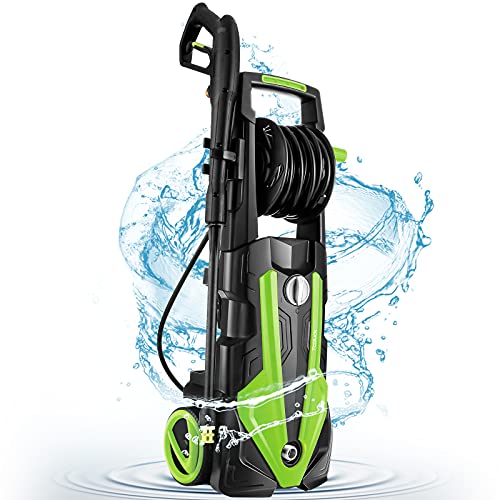 Pressure Washer TOOLUCK 3500PSI Power Washer 2.6 GPM Electric Pressure Washer 1800W High Power Washer Surface Cleaner Machine with Hose Reel & 4 Nozzles (Green)