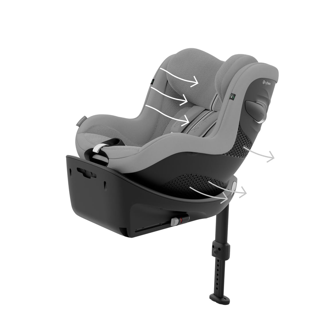 CYBEX Gold Sirona G i-Size Plus Kinder-Autositz, Ohne Base, 3 Monate bis 4 Jahre, 19 kg, 61-105 cm, Stone Grey