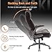 Large High Back Office Chair - Adjustable Lumbar Support Flip Up Arms Heavy Duty Quiet Wheels Metal Base Breathable Bonded Leather Ergonomic Executive Computer Desk Chair with Storage Bags, Brown