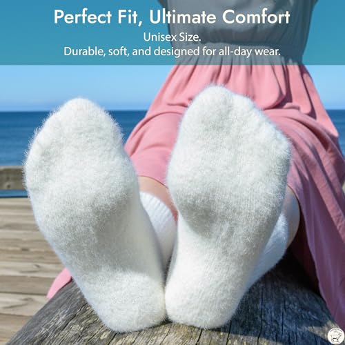 Image of Angora Wool Socks - Machine Washable Dry-Foot Fuzzy Warm Breathable Soft Unisex Indoor /Outdoor Socks for Women and Men