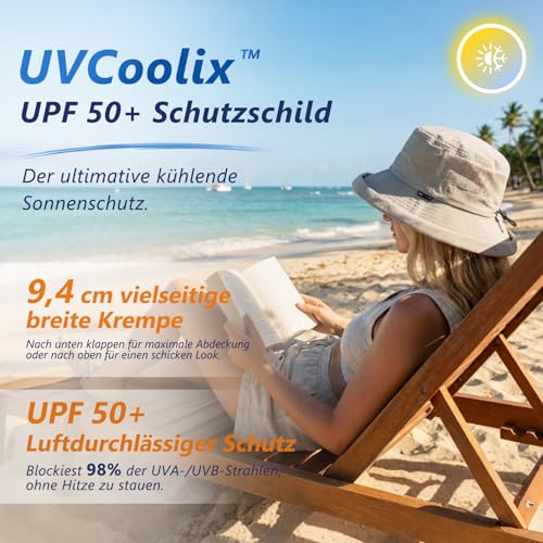 TOP-EX UPF 50 Sommer Sonnenhüte Damen mit Pferdeschwanz, Breiter Krempe Fischerhut für UV-Schutz, Wasserdicht regenhut, Kinnriemen, Atmungsaktiv Mesh, Faltbar, Safari Gärtner, Marineblau M