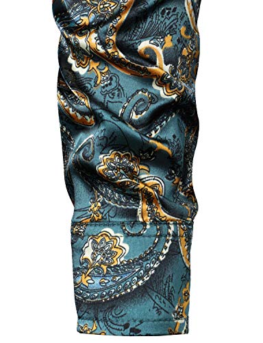 Image of ZEROYAA Men's Luxury Printed Silk Like Satin Button Down Dress Shirt for Party Prom