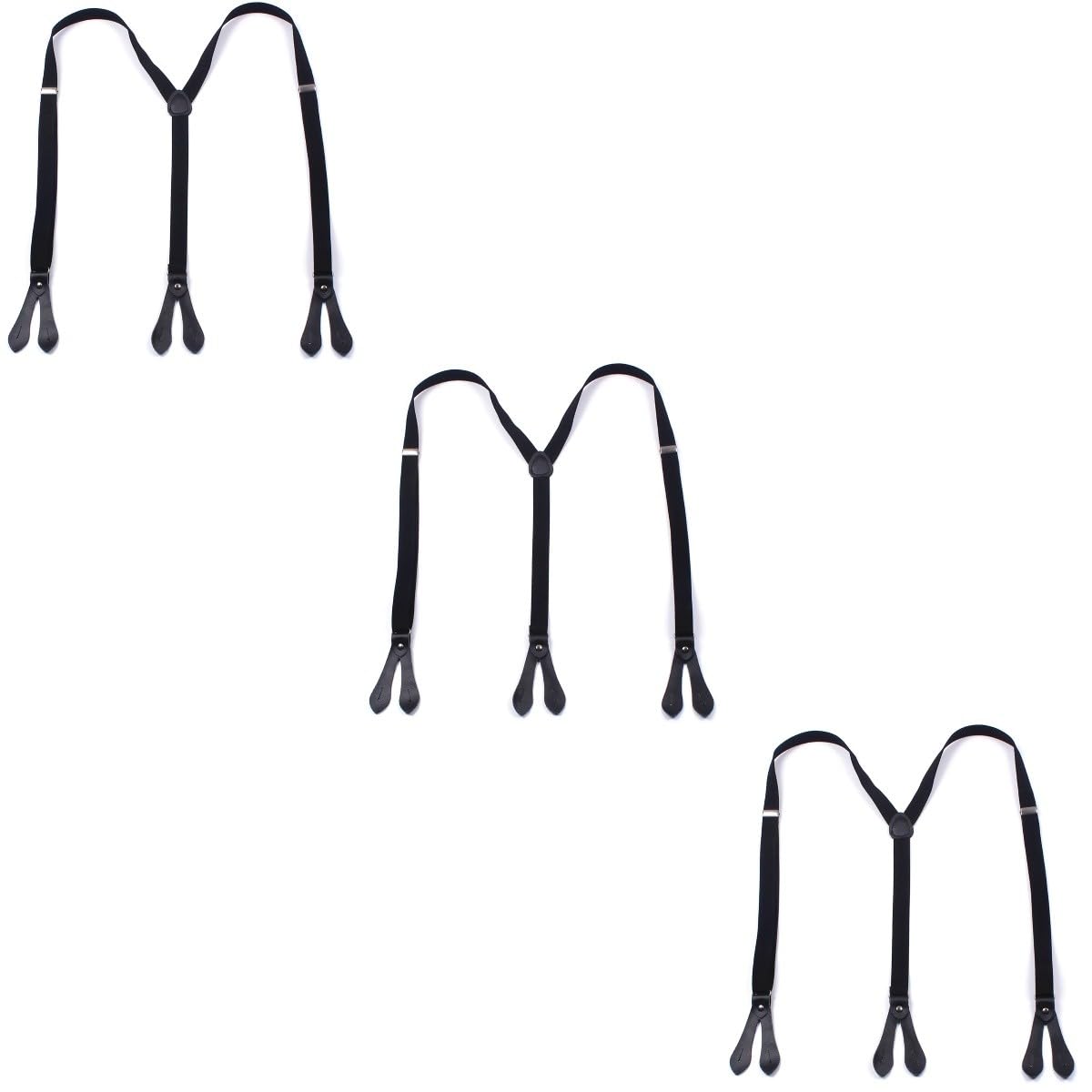 PACKOVE 3pièces Bretelles Élastiques Réglables Avec Boutons Pour Hommes Et Femmes Sangles y Design Classique Idéales Pour Jeans Et Tenues Décontractées