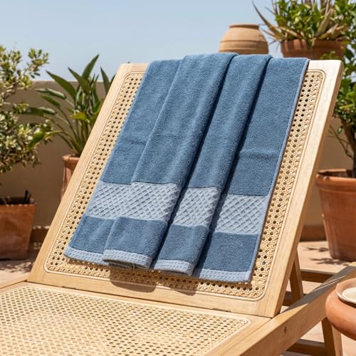 Image of NAKSH Bamboo Towels for Bath Large Size 550 GSM, Blue | Super Absorbent | Soft, Fluffy & Fade Resistant Color | Luxurious & Stylish | Machine Wash