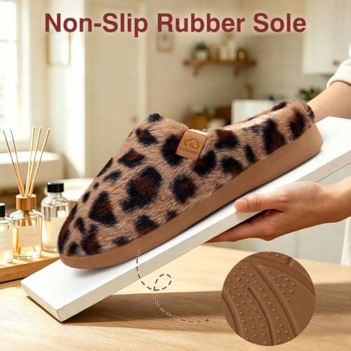 Image of Evshine Memory Foam Fuzzy Slippers for Women Curly Fleece House Shoes