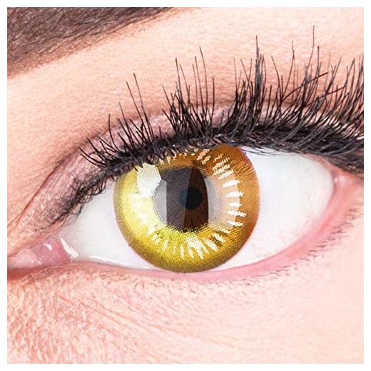 Lentilles couleur cosplay - manga, anime yellow. Pour Halloween, fantaisie, Carnaval + étuis à lentilles de contact I 1 paire (2 pièces) I sans correction I 0,00 Dioptries MERALENS