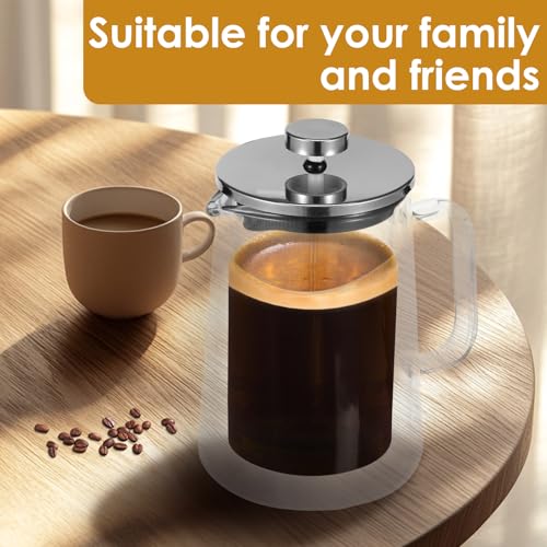 French Press Coffee Maker Double Wall Glass Cafetiere Make with Plunger Clear Filter Coffee Press French Press Tea Maker for Home Office(650ml)