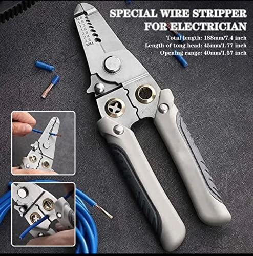 Image of Wire Stripper, 6 in 1 Multifunctional Special Wire Stripper for Electrician, Wire Plier and cutter, Wires Cutter Tool, Hand Tool, Wires Looping Pliers,Wire Stripping Tool