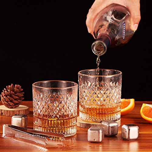 image for Uiong Whiskey Stones & Whiskey Glasses Gift Sets with Wooden Boxed, 2 