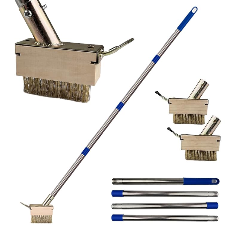 Neuytiky Brosse à Mauvaises Herbes Télescopique (170 cm) - Outil de Désherbage avec 2 Têtes de Brosse Métallique & Grattoir à Lame | Nettoyage des Joints,...