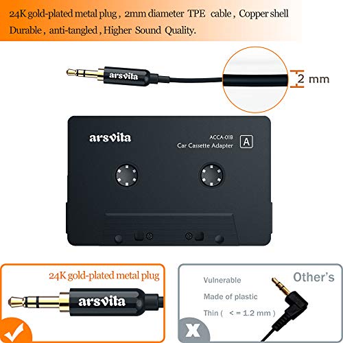 arsvita Car Audio Cassette to Aux Adapter 3.5 MM Auxillary