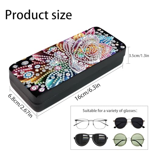 Image of 5D Diamond Painting Glasses Case for Adults, Peony Flower DIY Diamond Art Eyeglass Holder, Handmade Sunglass Storage Box, Travel Craft Gift
