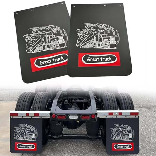 BST BSSP Black Mud Flaps for Semi Trucks Tractor Trailer Great-Truck Pattern Heavy Duty Rubber Universal Straight Mudflaps Splash Guard 24 x 30Inch Pair Set