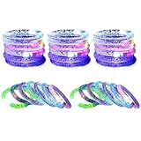 [Xuptor] ブレスレット 光る 縁日 おもちゃ 30個セット 夏フェス イベント 夏祭り 景品 セット 赤青2色 LED アクリル製 ブレスレット