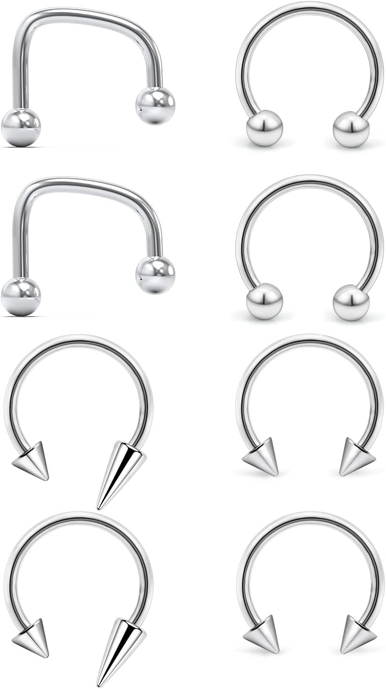16g Lip Rings - Stainless Steel Snake Bite Jewelry - Labret & Vertical Lip Hoops for Women & Men