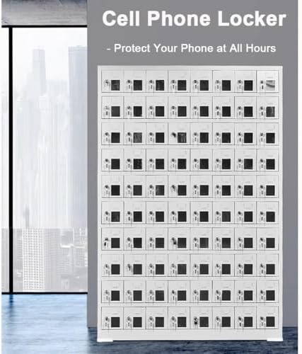 20-Slot Cell Phone Storage Locker Cabinet with Locking Doors & Keys for Office, Classroom, Gym - Secure Mobile Device Organizer for Work & Study Spaces