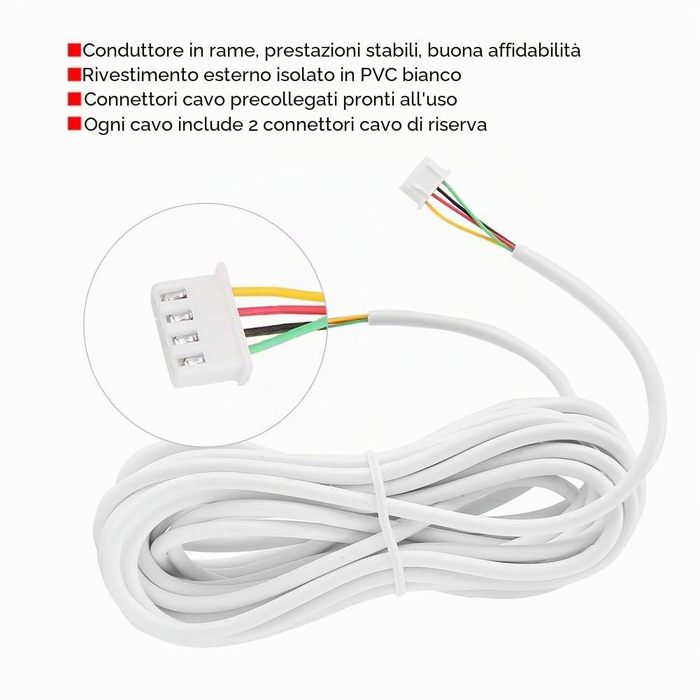 Cavo di rame flessibile a 4 conduttori, cavo centrale in rame rotondo 10m 0.3mm² per videocitofono