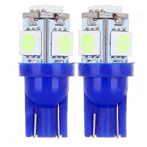 Heris 2Pcs Blue Extremely Bright Led Bulbs 5-5050-Smd Dome Map Cargo Trunk Door Doorstep Courtesy License Plate Side Marker Light Lamp Wedge T10 W5W 2825 158 192 168 194 12V Dc #TOP3
